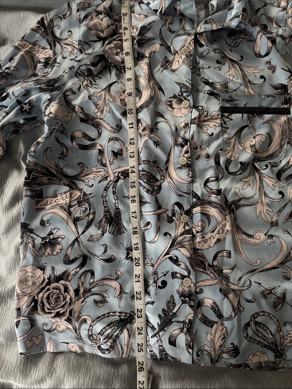 Victoria's Secret Locked in Love Blue/Black Floral Satin Pajama Set- M - Picture 7 of 9